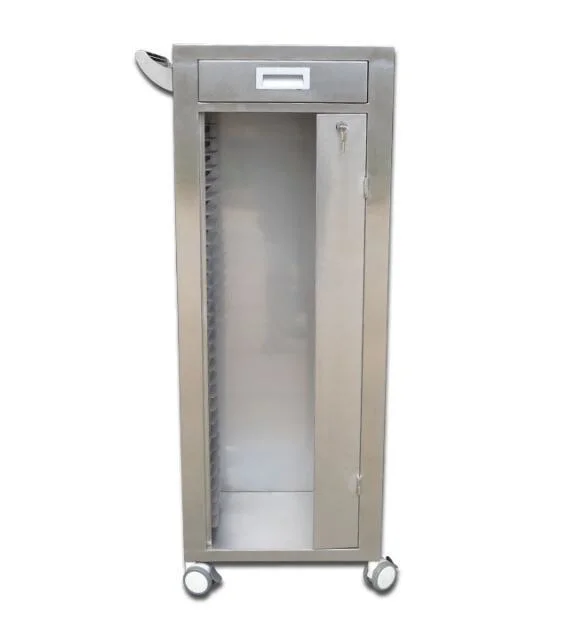 Hospital Furniture 304 Stainless Steel Medical Patient File Record Trolley History File Cart with 30 Shelves