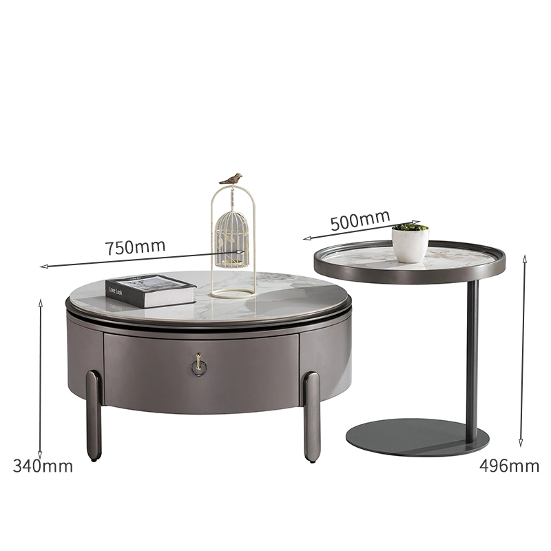 New Light Luxury Design Round Modern Design Round Living Room Furniture Combination Coffee Table with Storage