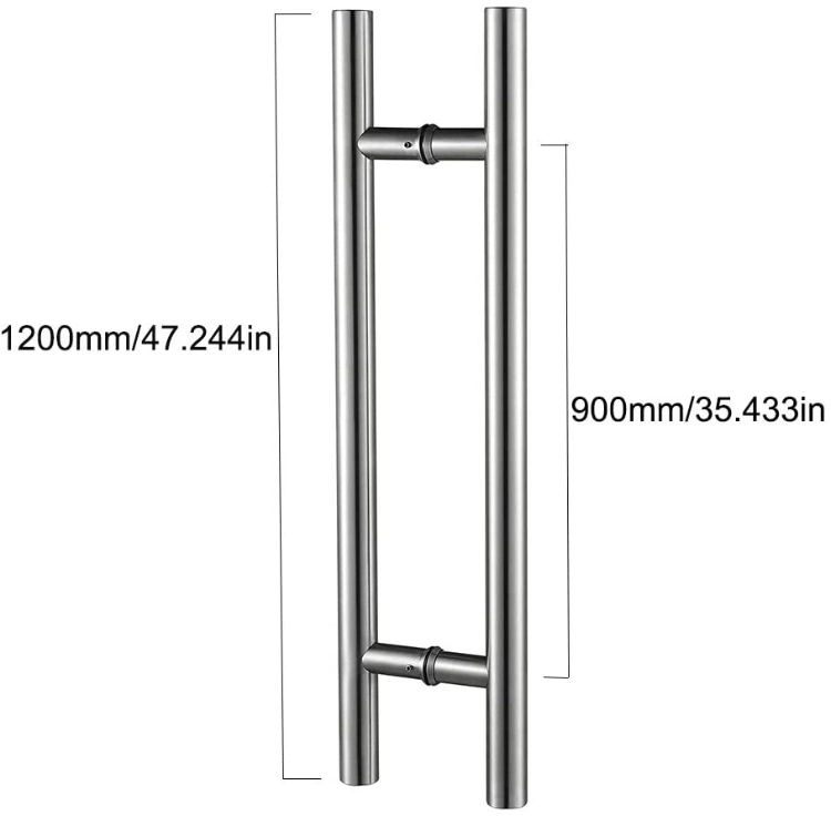 Heavy Duty Stainless Steel Polished Double Side H Shape Swing Glass Push Pull Door Handle Manija De La Puerta