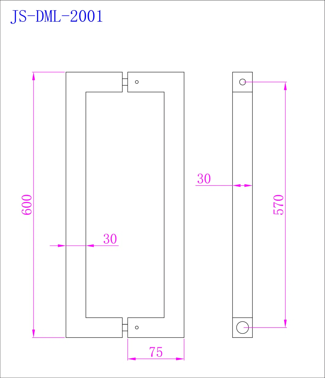 Tubular Stainless Steel Handle for Glass Door Office Door Tempered Handle Cc570mm A2 Grade SUS304 Brushed Finish